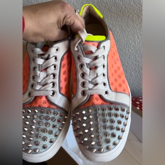 AC Viera Spiked Flats - Christian Louboutin Sneakers, Yellow & Orange Highlit - Picture 5 of 14